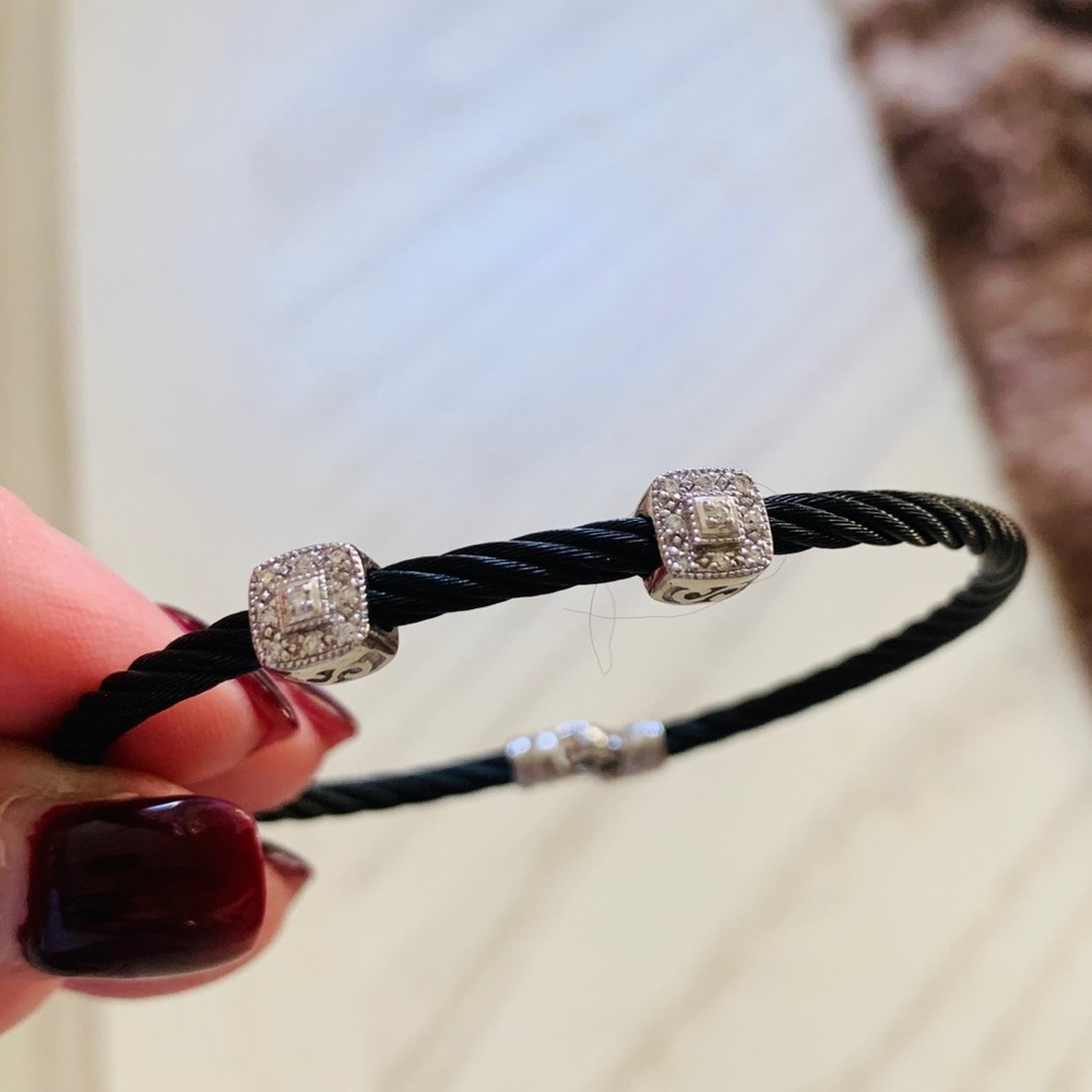 ALOR Black cable stackable bracelet
